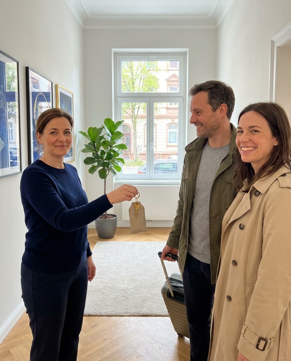 Key handover at the apartment door